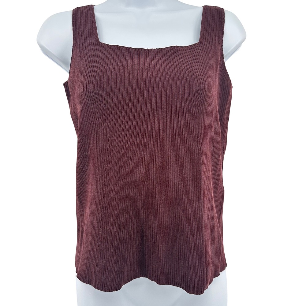 Sigrid Olsen Silk Blend Tank Top Layering Quiet Luxury Dark Academia Women M